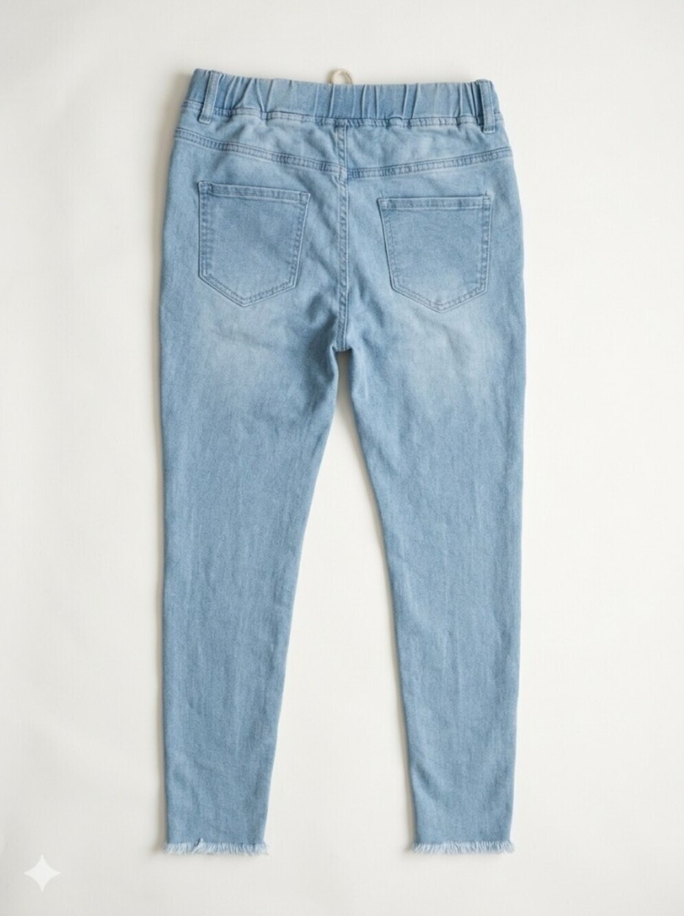 Light Blue Distressed Jeggings Women's Drawstring Waist - Picture 3 of 3